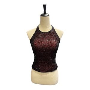 Elegant Black and Red beaded top